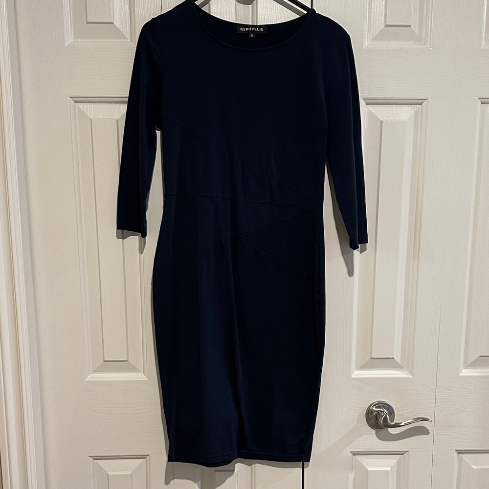Navy Midi Dress 3/4 length sleeve